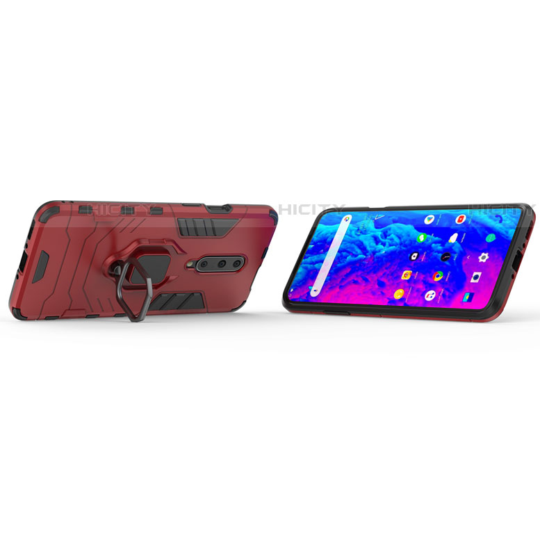 Funda Bumper Silicona y Plastico Mate Carcasa con Anillo de dedo Soporte S01 para OnePlus 7 Pro