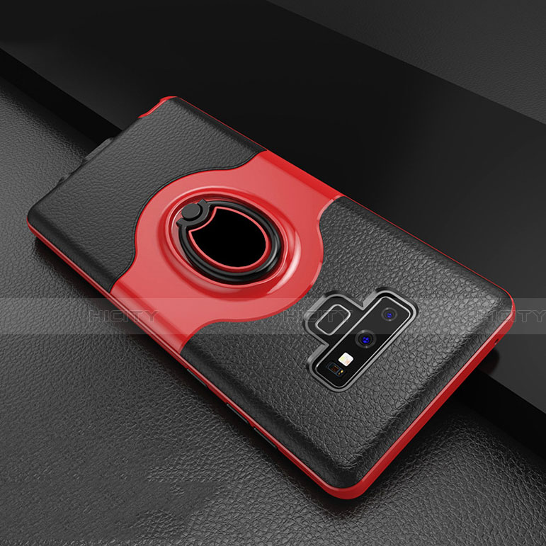 Funda Bumper Silicona y Plastico Mate Carcasa con Anillo de dedo Soporte S01 para Samsung Galaxy Note 9