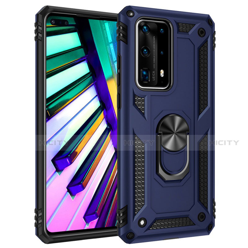 Funda Bumper Silicona y Plastico Mate Carcasa con Magnetico Anillo de dedo Soporte C01 para Huawei P40 Pro+ Plus