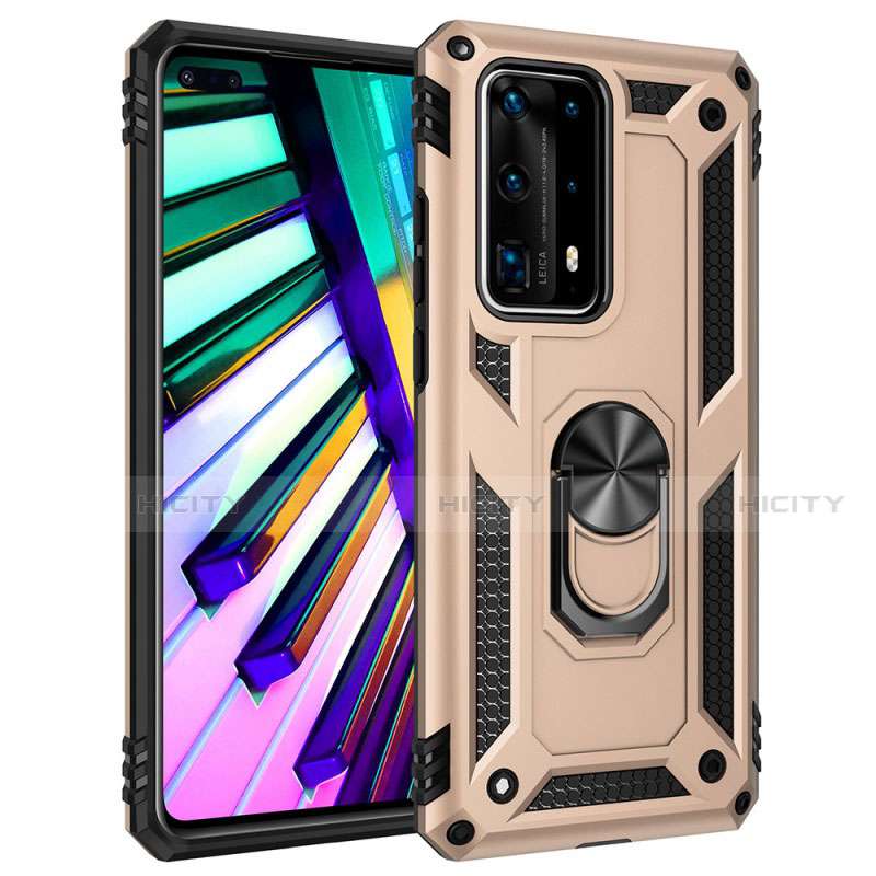 Funda Bumper Silicona y Plastico Mate Carcasa con Magnetico Anillo de dedo Soporte C01 para Huawei P40 Pro+ Plus