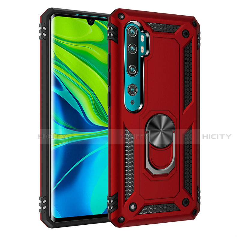 Funda Bumper Silicona y Plastico Mate Carcasa con Magnetico Anillo de dedo Soporte D01 para Xiaomi Mi Note 10