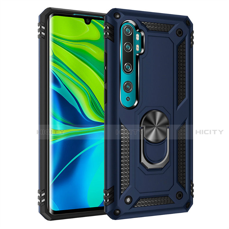 Funda Bumper Silicona y Plastico Mate Carcasa con Magnetico Anillo de dedo Soporte D01 para Xiaomi Mi Note 10