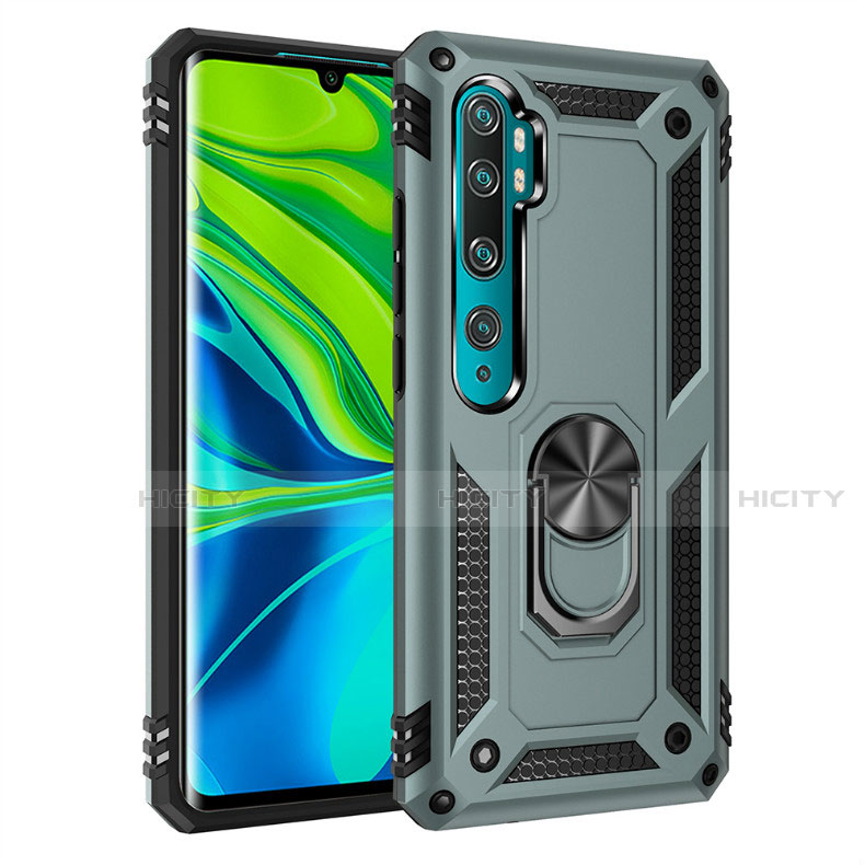 Funda Bumper Silicona y Plastico Mate Carcasa con Magnetico Anillo de dedo Soporte D01 para Xiaomi Mi Note 10