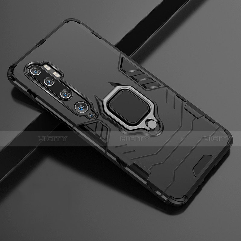 Funda Bumper Silicona y Plastico Mate Carcasa con Magnetico Anillo de dedo Soporte D02 para Xiaomi Mi Note 10 Pro