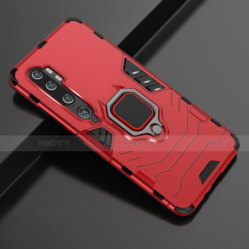 Funda Bumper Silicona y Plastico Mate Carcasa con Magnetico Anillo de dedo Soporte D02 para Xiaomi Mi Note 10 Pro