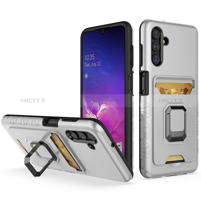 Funda Bumper Silicona y Plastico Mate Carcasa con Magnetico Anillo de dedo Soporte J01S para Samsung Galaxy A04s