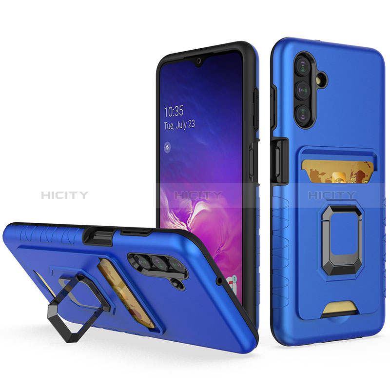 Funda Bumper Silicona y Plastico Mate Carcasa con Magnetico Anillo de dedo Soporte J01S para Samsung Galaxy A04s