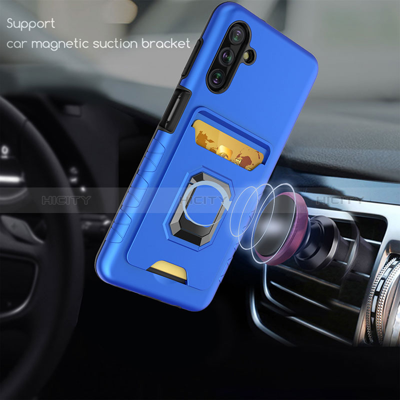 Funda Bumper Silicona y Plastico Mate Carcasa con Magnetico Anillo de dedo Soporte J01S para Samsung Galaxy A04s