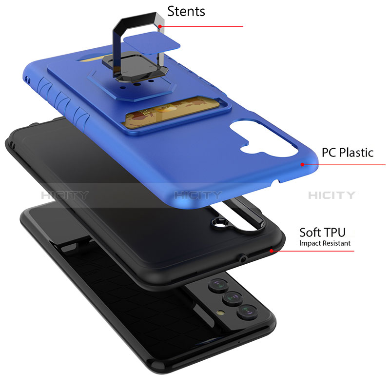 Funda Bumper Silicona y Plastico Mate Carcasa con Magnetico Anillo de dedo Soporte J01S para Samsung Galaxy A04s