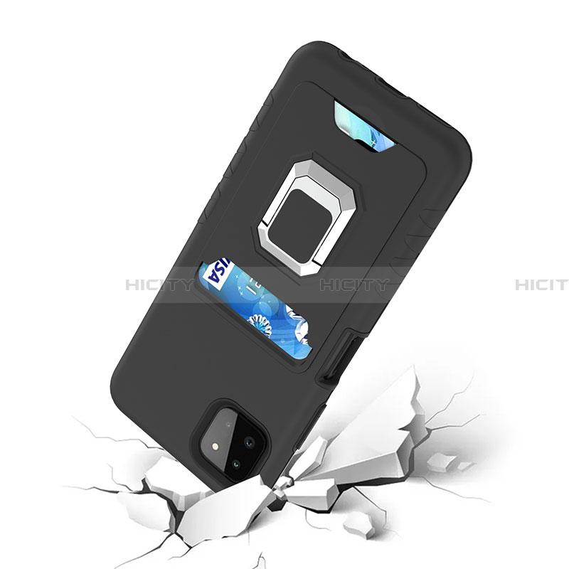 Funda Bumper Silicona y Plastico Mate Carcasa con Magnetico Anillo de dedo Soporte J01S para Samsung Galaxy A22 5G