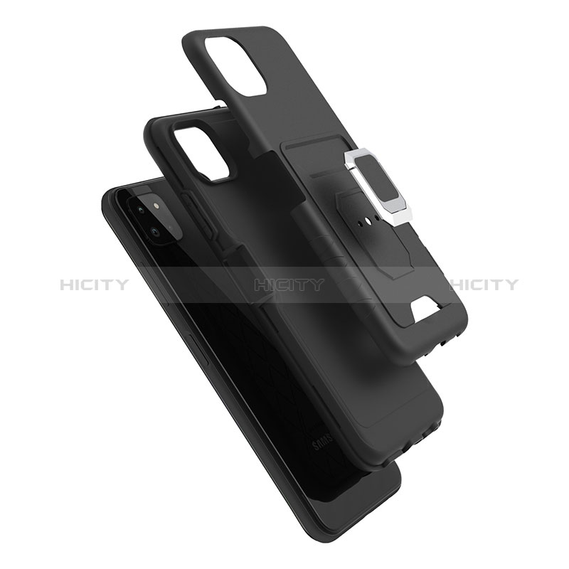 Funda Bumper Silicona y Plastico Mate Carcasa con Magnetico Anillo de dedo Soporte J01S para Samsung Galaxy A22s 5G