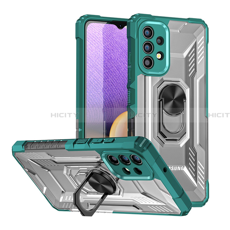 Funda Bumper Silicona y Plastico Mate Carcasa con Magnetico Anillo de dedo Soporte J01S para Samsung Galaxy A32 4G