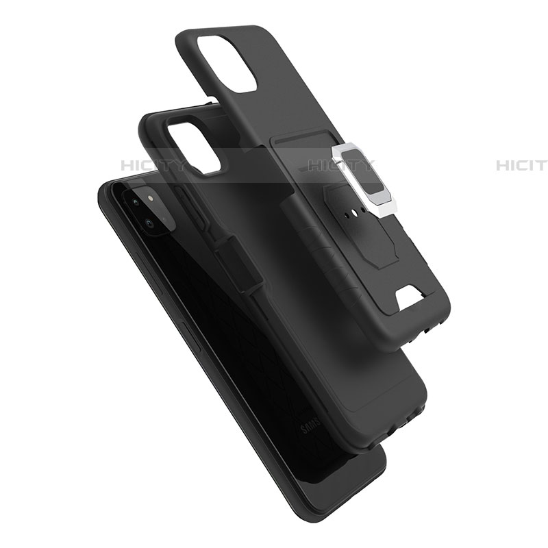 Funda Bumper Silicona y Plastico Mate Carcasa con Magnetico Anillo de dedo Soporte J01S para Samsung Galaxy F42 5G