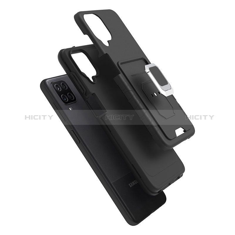 Funda Bumper Silicona y Plastico Mate Carcasa con Magnetico Anillo de dedo Soporte J01S para Samsung Galaxy M12