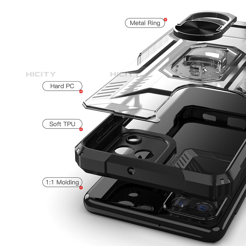 Funda Bumper Silicona y Plastico Mate Carcasa con Magnetico Anillo de dedo Soporte J01S para Samsung Galaxy M22 4G