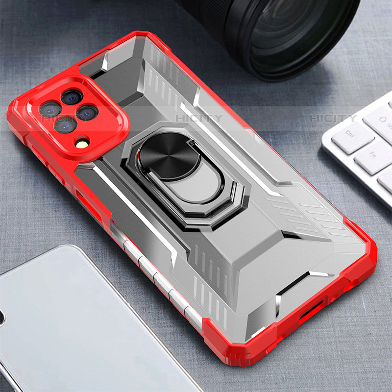 Funda Bumper Silicona y Plastico Mate Carcasa con Magnetico Anillo de dedo Soporte J01S para Samsung Galaxy M22 4G