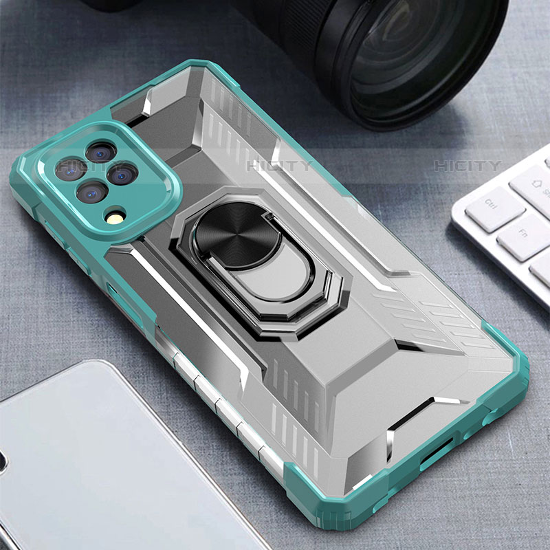 Funda Bumper Silicona y Plastico Mate Carcasa con Magnetico Anillo de dedo Soporte J01S para Samsung Galaxy M22 4G