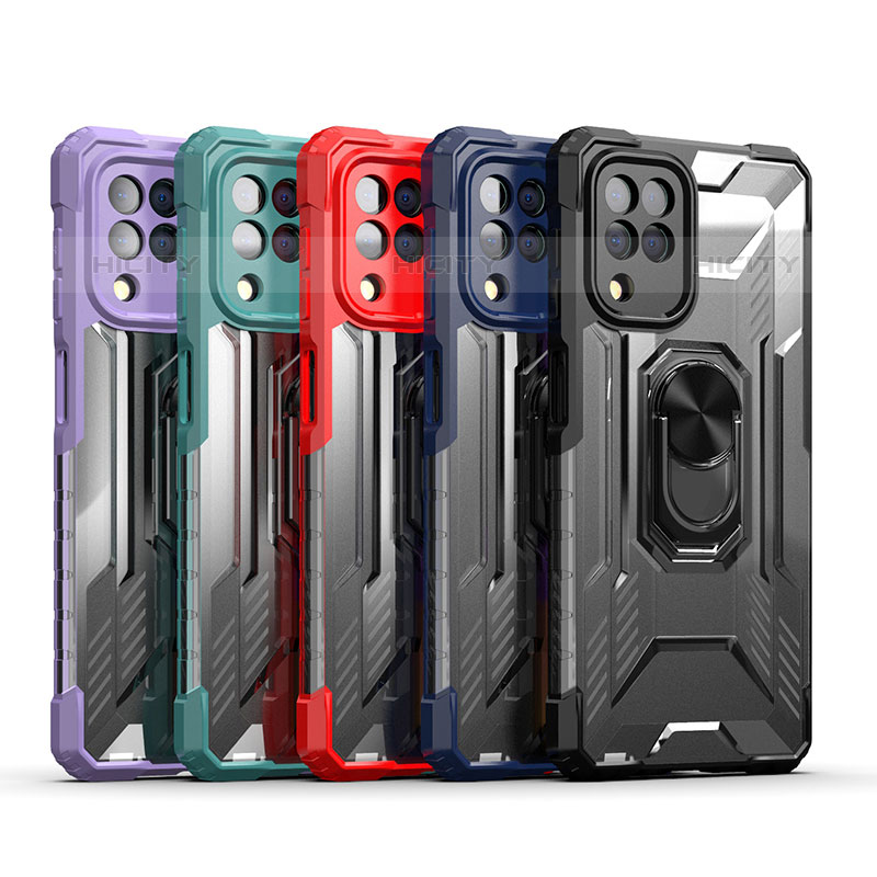 Funda Bumper Silicona y Plastico Mate Carcasa con Magnetico Anillo de dedo Soporte J01S para Samsung Galaxy M32 4G