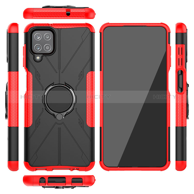 Funda Bumper Silicona y Plastico Mate Carcasa con Magnetico Anillo de dedo Soporte J01X para Samsung Galaxy A12