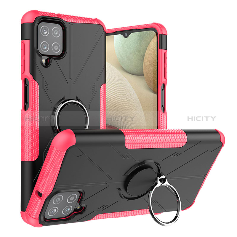 Funda Bumper Silicona y Plastico Mate Carcasa con Magnetico Anillo de dedo Soporte J01X para Samsung Galaxy A12 5G