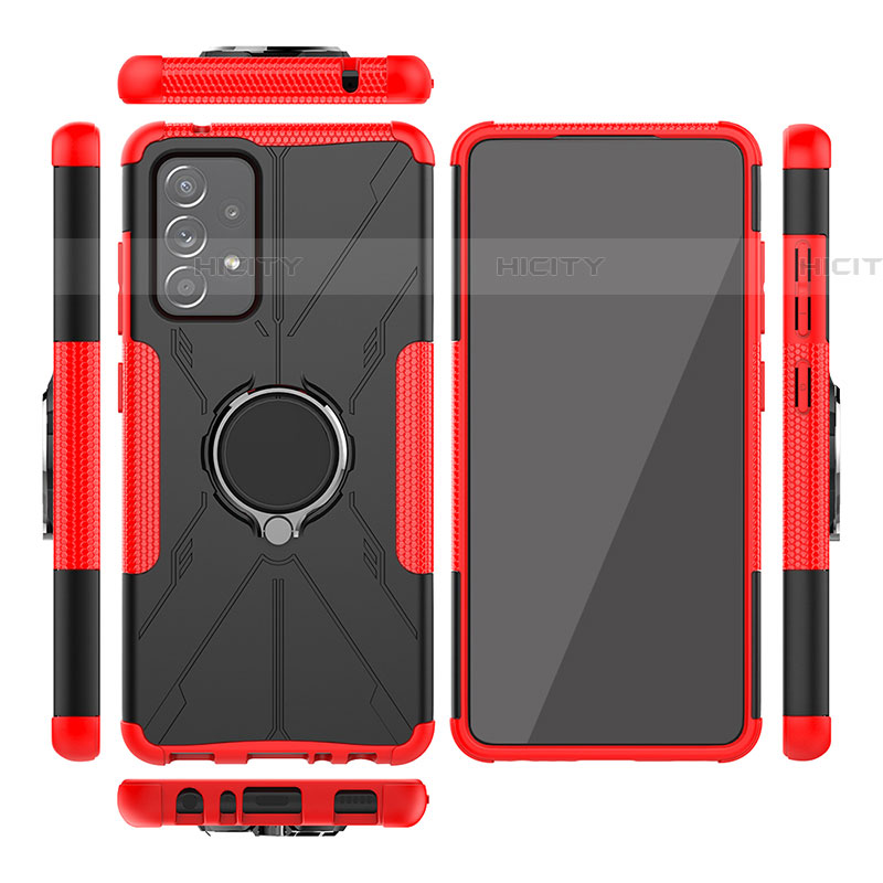 Funda Bumper Silicona y Plastico Mate Carcasa con Magnetico Anillo de dedo Soporte J01X para Samsung Galaxy A52 4G