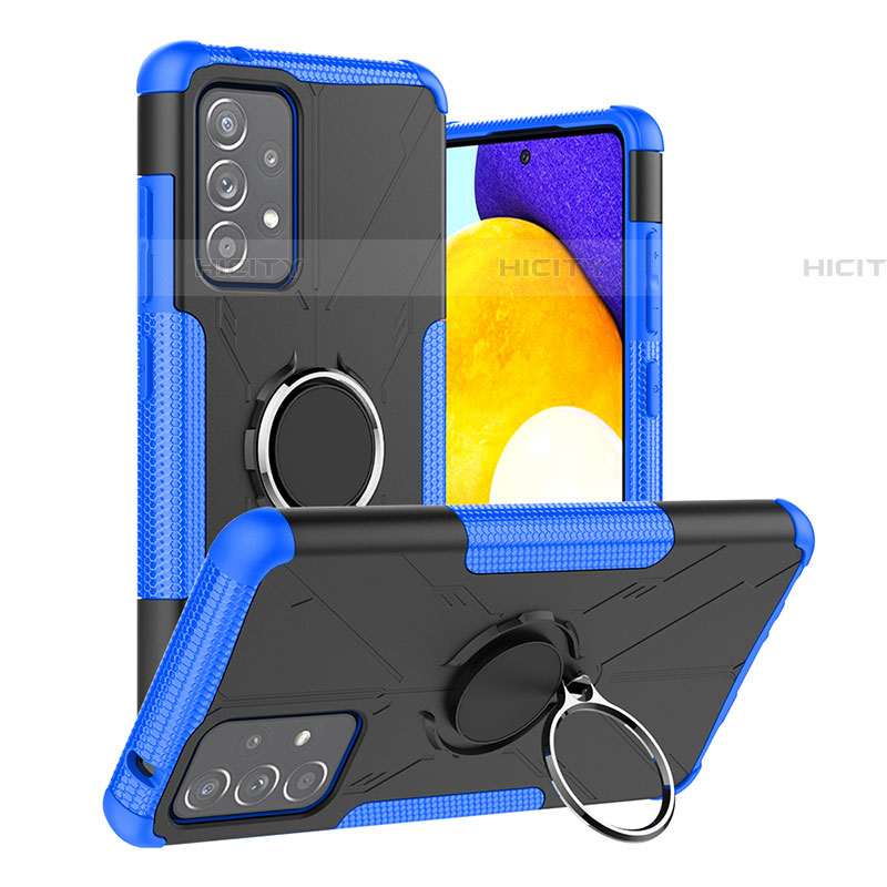 Funda Bumper Silicona y Plastico Mate Carcasa con Magnetico Anillo de dedo Soporte J01X para Samsung Galaxy A52 4G