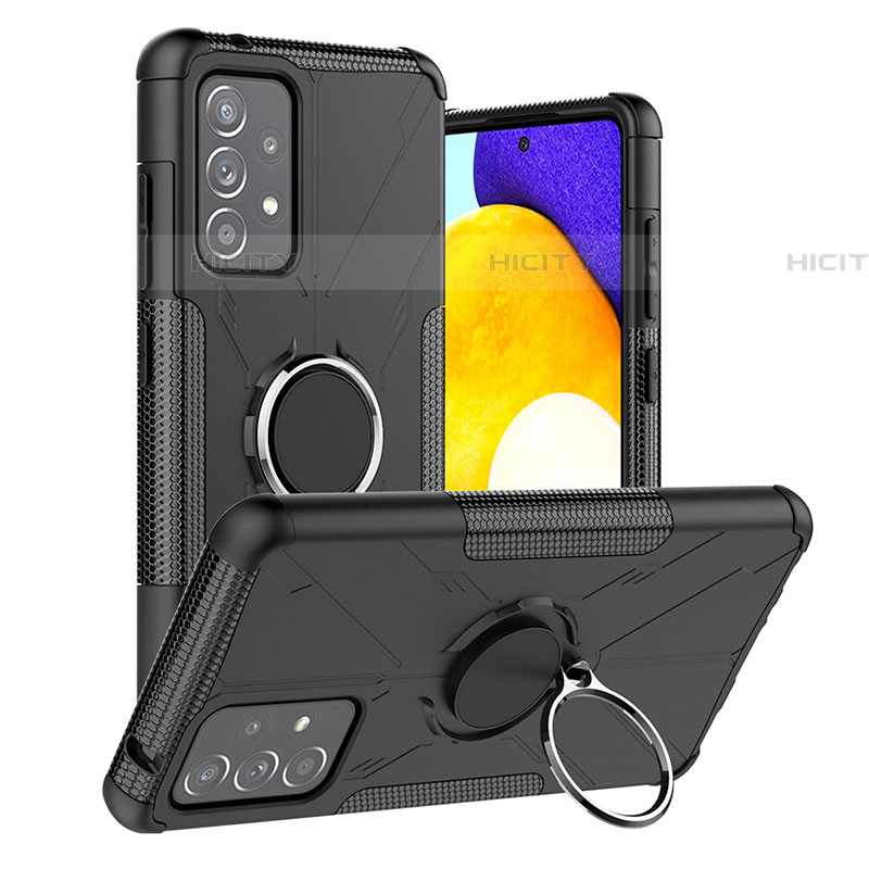 Funda Bumper Silicona y Plastico Mate Carcasa con Magnetico Anillo de dedo Soporte J01X para Samsung Galaxy A52 4G