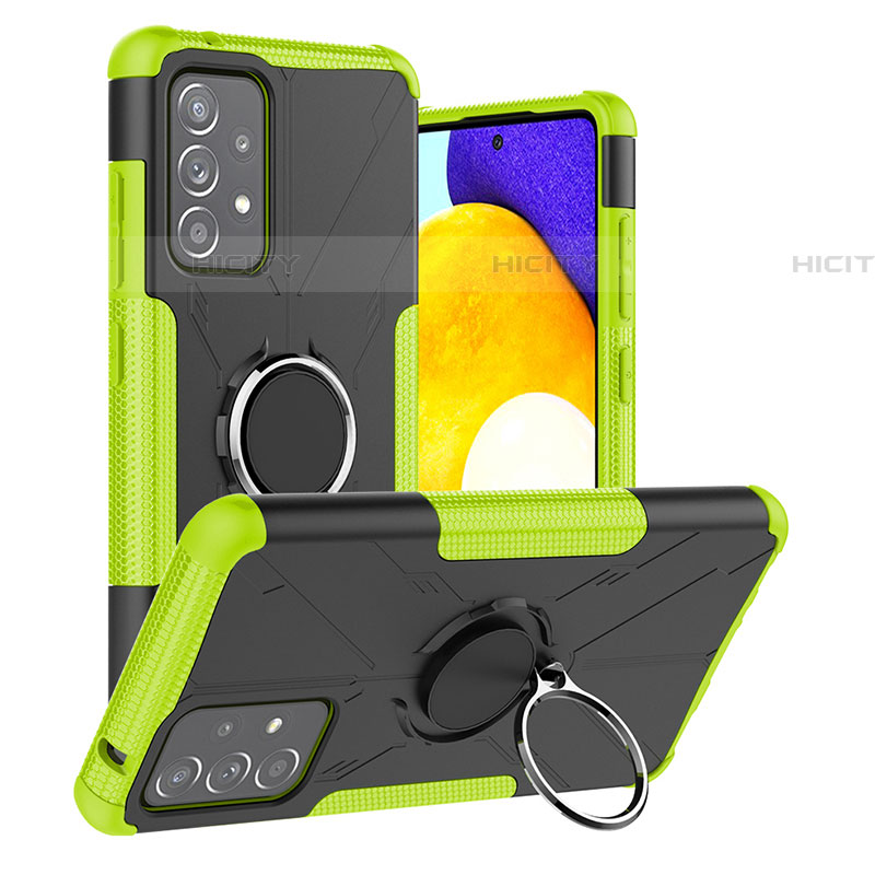 Funda Bumper Silicona y Plastico Mate Carcasa con Magnetico Anillo de dedo Soporte J01X para Samsung Galaxy A52 4G Verde