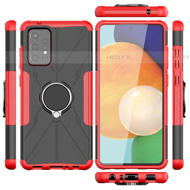 Funda Bumper Silicona y Plastico Mate Carcasa con Magnetico Anillo de dedo Soporte J01X para Samsung Galaxy A72 4G