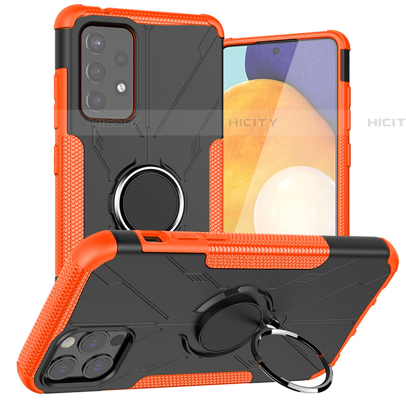 Funda Bumper Silicona y Plastico Mate Carcasa con Magnetico Anillo de dedo Soporte J01X para Samsung Galaxy A72 4G