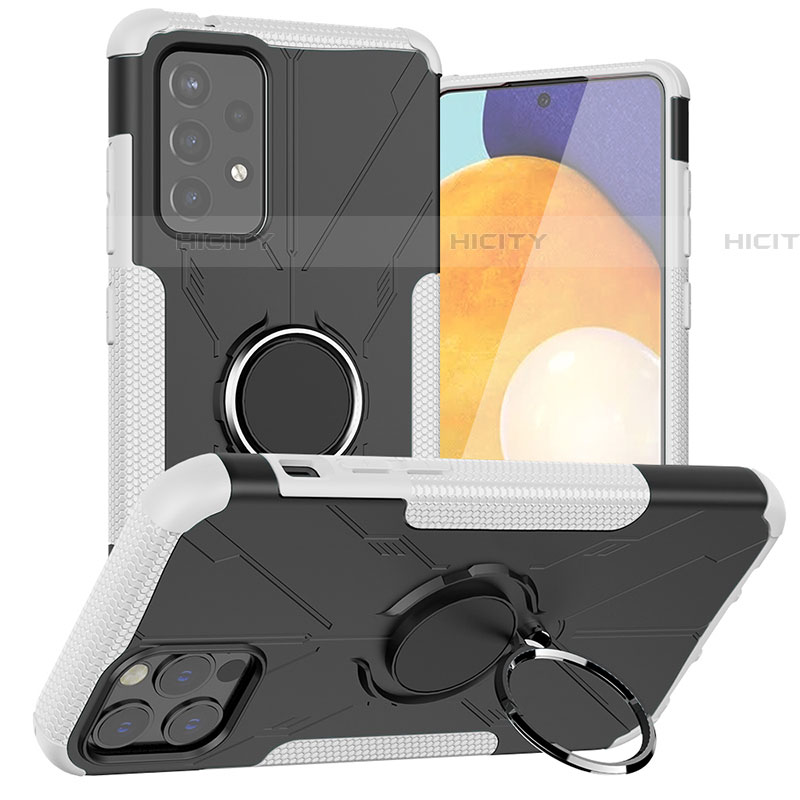 Funda Bumper Silicona y Plastico Mate Carcasa con Magnetico Anillo de dedo Soporte J01X para Samsung Galaxy A72 4G