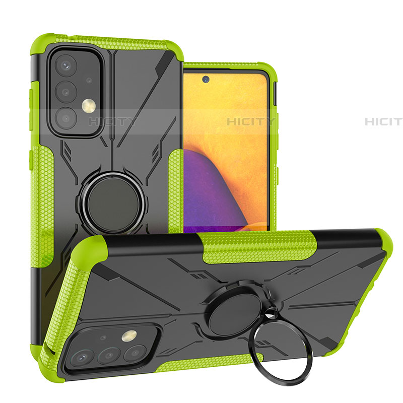 Funda Bumper Silicona y Plastico Mate Carcasa con Magnetico Anillo de dedo Soporte J01X para Samsung Galaxy A73 5G Verde