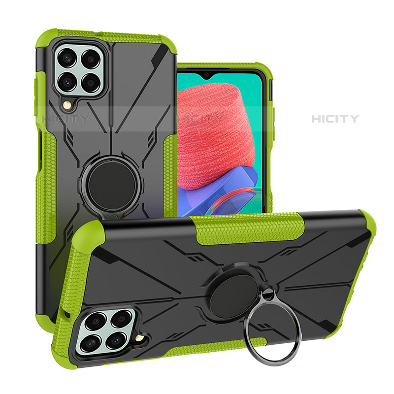 Funda Bumper Silicona y Plastico Mate Carcasa con Magnetico Anillo de dedo Soporte J01X para Samsung Galaxy M33 5G Verde