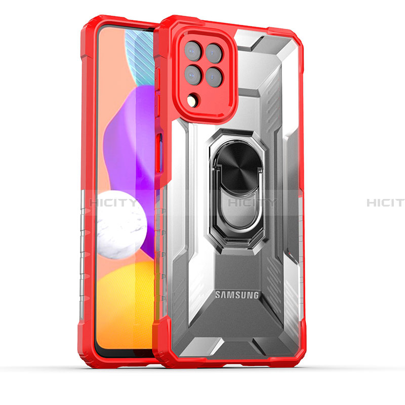 Funda Bumper Silicona y Plastico Mate Carcasa con Magnetico Anillo de dedo Soporte J02S para Samsung Galaxy A22 4G