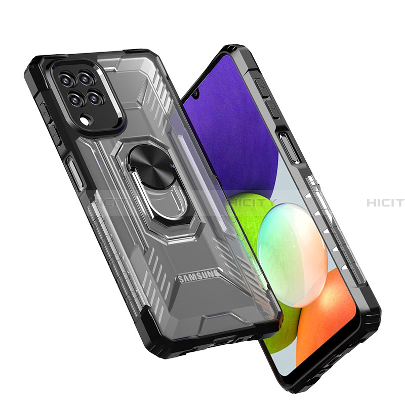 Funda Bumper Silicona y Plastico Mate Carcasa con Magnetico Anillo de dedo Soporte J02S para Samsung Galaxy A22 4G