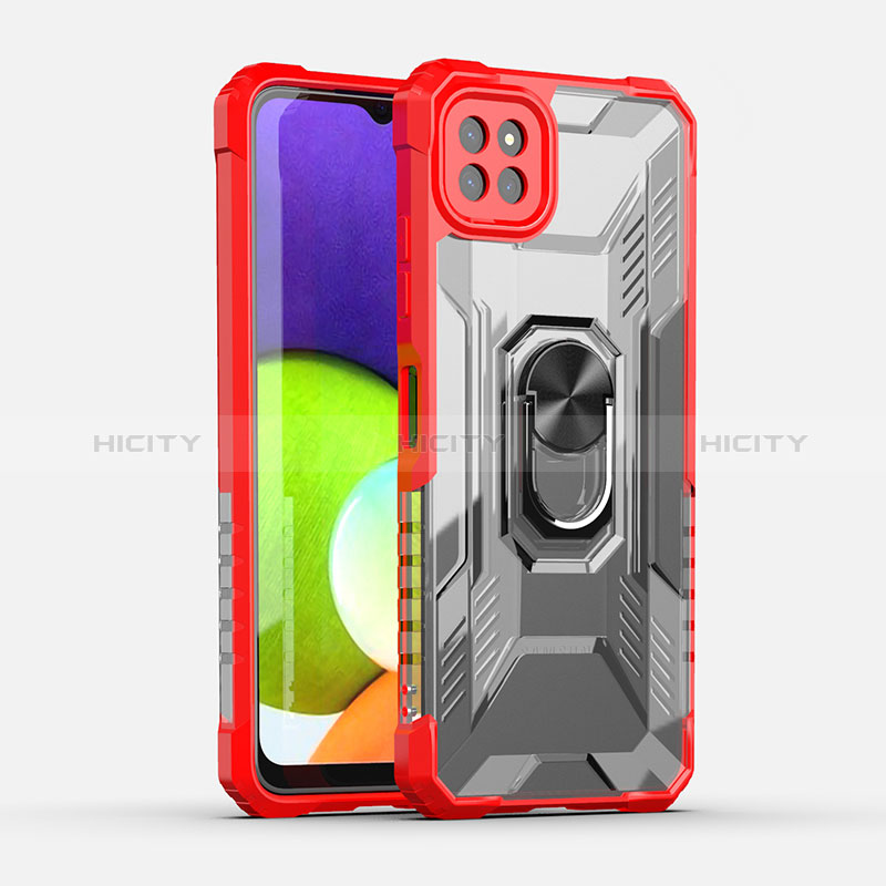 Funda Bumper Silicona y Plastico Mate Carcasa con Magnetico Anillo de dedo Soporte J02S para Samsung Galaxy A22s 5G