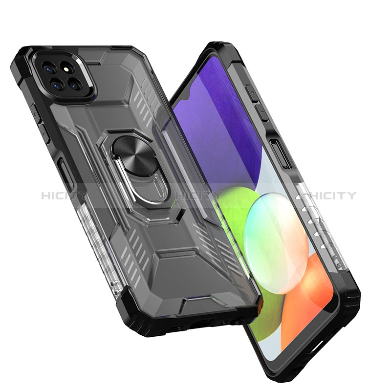 Funda Bumper Silicona y Plastico Mate Carcasa con Magnetico Anillo de dedo Soporte J02S para Samsung Galaxy A22s 5G