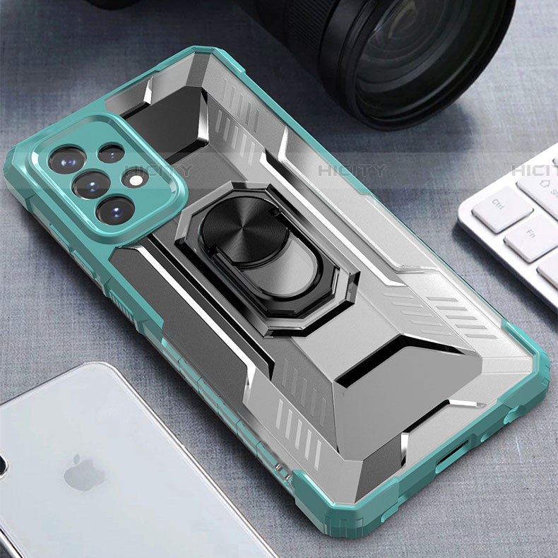 Funda Bumper Silicona y Plastico Mate Carcasa con Magnetico Anillo de dedo Soporte J02S para Samsung Galaxy A72 5G