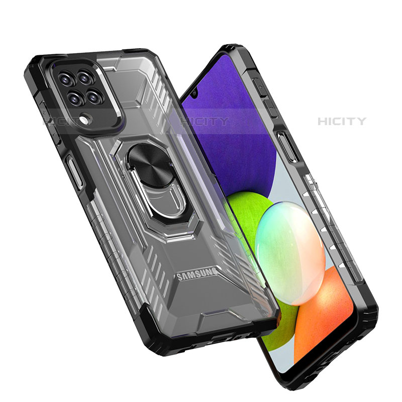 Funda Bumper Silicona y Plastico Mate Carcasa con Magnetico Anillo de dedo Soporte J02S para Samsung Galaxy M22 4G