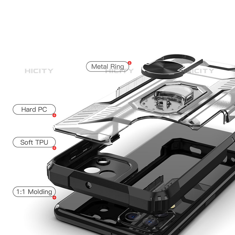 Funda Bumper Silicona y Plastico Mate Carcasa con Magnetico Anillo de dedo Soporte J02S para Samsung Galaxy M32 4G