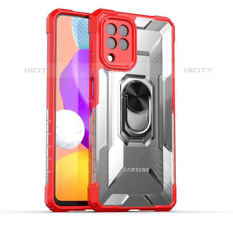 Funda Bumper Silicona y Plastico Mate Carcasa con Magnetico Anillo de dedo Soporte J02S para Samsung Galaxy M32 4G