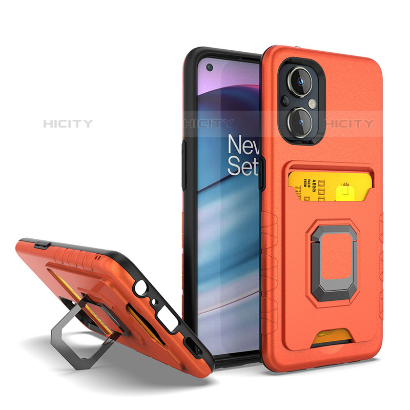 Funda Bumper Silicona y Plastico Mate Carcasa con Magnetico Anillo de dedo Soporte J03S para OnePlus Nord N20 5G