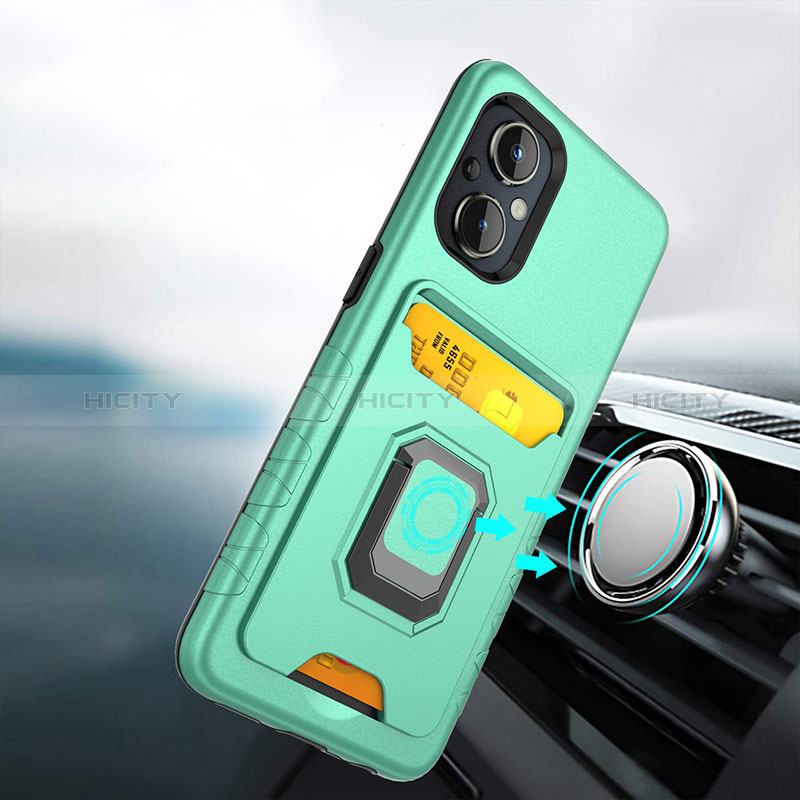 Funda Bumper Silicona y Plastico Mate Carcasa con Magnetico Anillo de dedo Soporte J03S para Oppo A96 5G