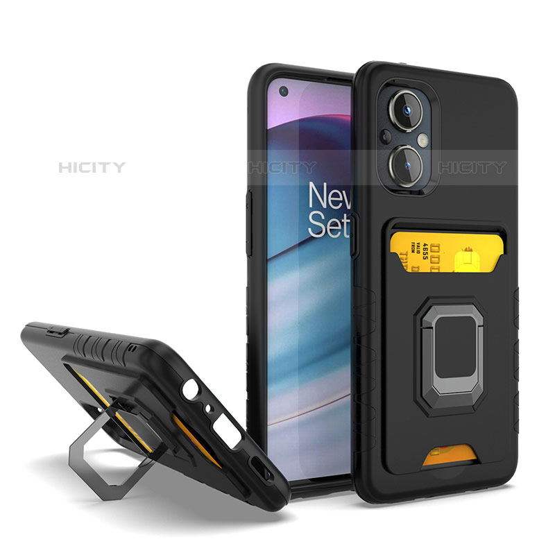 Funda Bumper Silicona y Plastico Mate Carcasa con Magnetico Anillo de dedo Soporte J03S para Oppo F21 Pro 5G