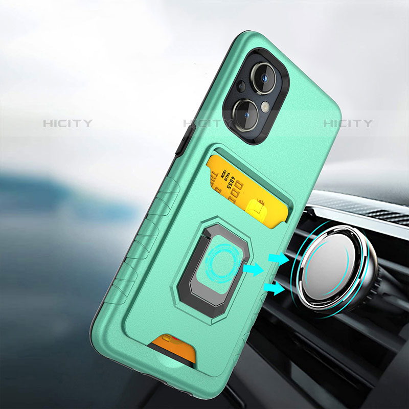 Funda Bumper Silicona y Plastico Mate Carcasa con Magnetico Anillo de dedo Soporte J03S para Oppo F21 Pro 5G