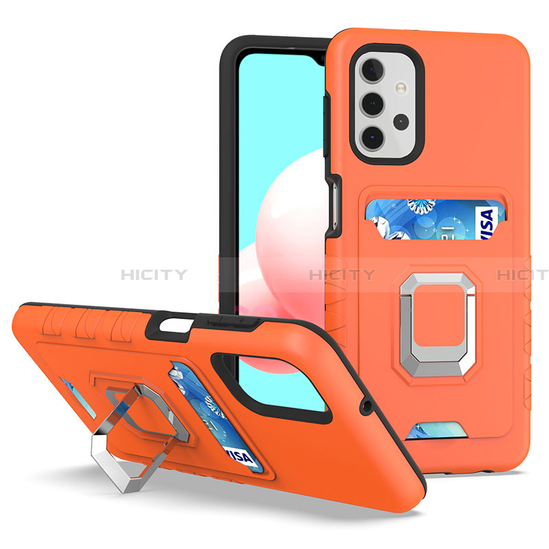 Funda Bumper Silicona y Plastico Mate Carcasa con Magnetico Anillo de dedo Soporte J03S para Samsung Galaxy A32 4G