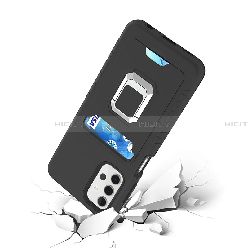 Funda Bumper Silicona y Plastico Mate Carcasa con Magnetico Anillo de dedo Soporte J03S para Samsung Galaxy A32 4G