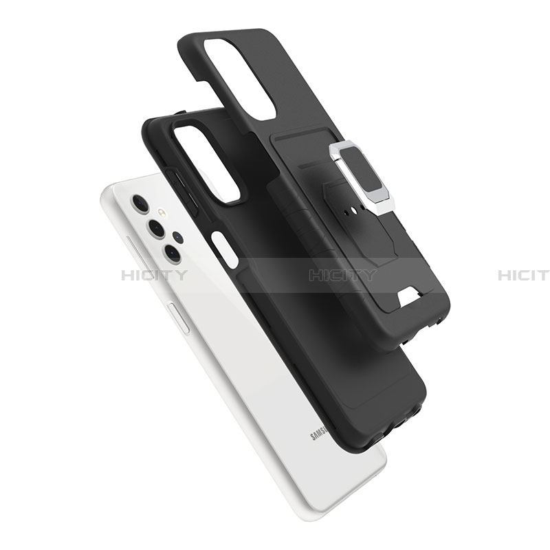 Funda Bumper Silicona y Plastico Mate Carcasa con Magnetico Anillo de dedo Soporte J03S para Samsung Galaxy A32 4G