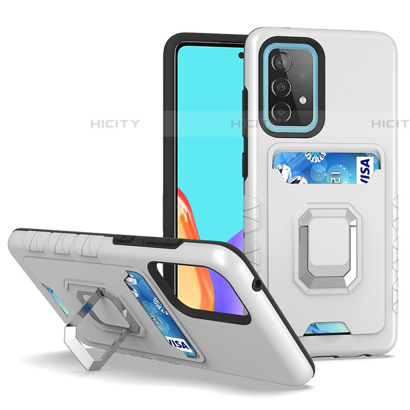 Funda Bumper Silicona y Plastico Mate Carcasa con Magnetico Anillo de dedo Soporte J03S para Samsung Galaxy A52 4G