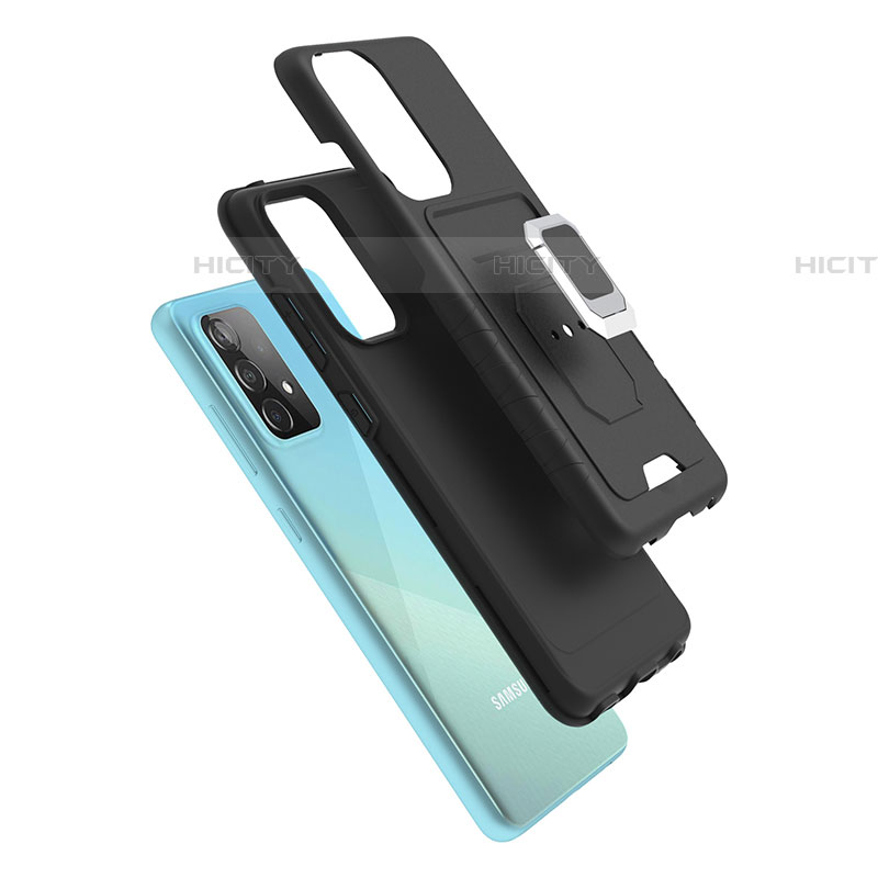 Funda Bumper Silicona y Plastico Mate Carcasa con Magnetico Anillo de dedo Soporte J03S para Samsung Galaxy A52 5G